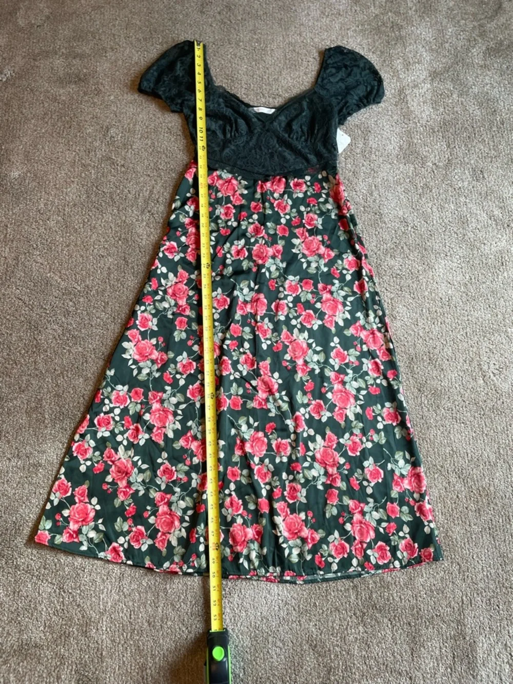 Altar'd State Dark Green Maxi Milkmaid Cotrage Core Clydie Floral Dress Size M - Picture 13 of 13